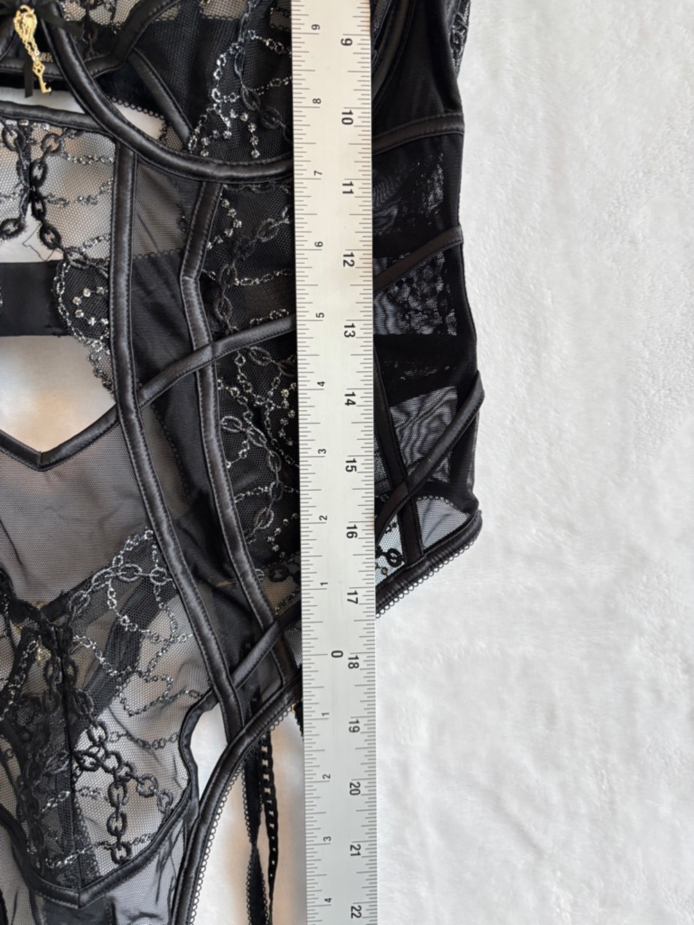 Lounge Vida Black Lace Sheer Bodysuit small - Picture 7 of 15